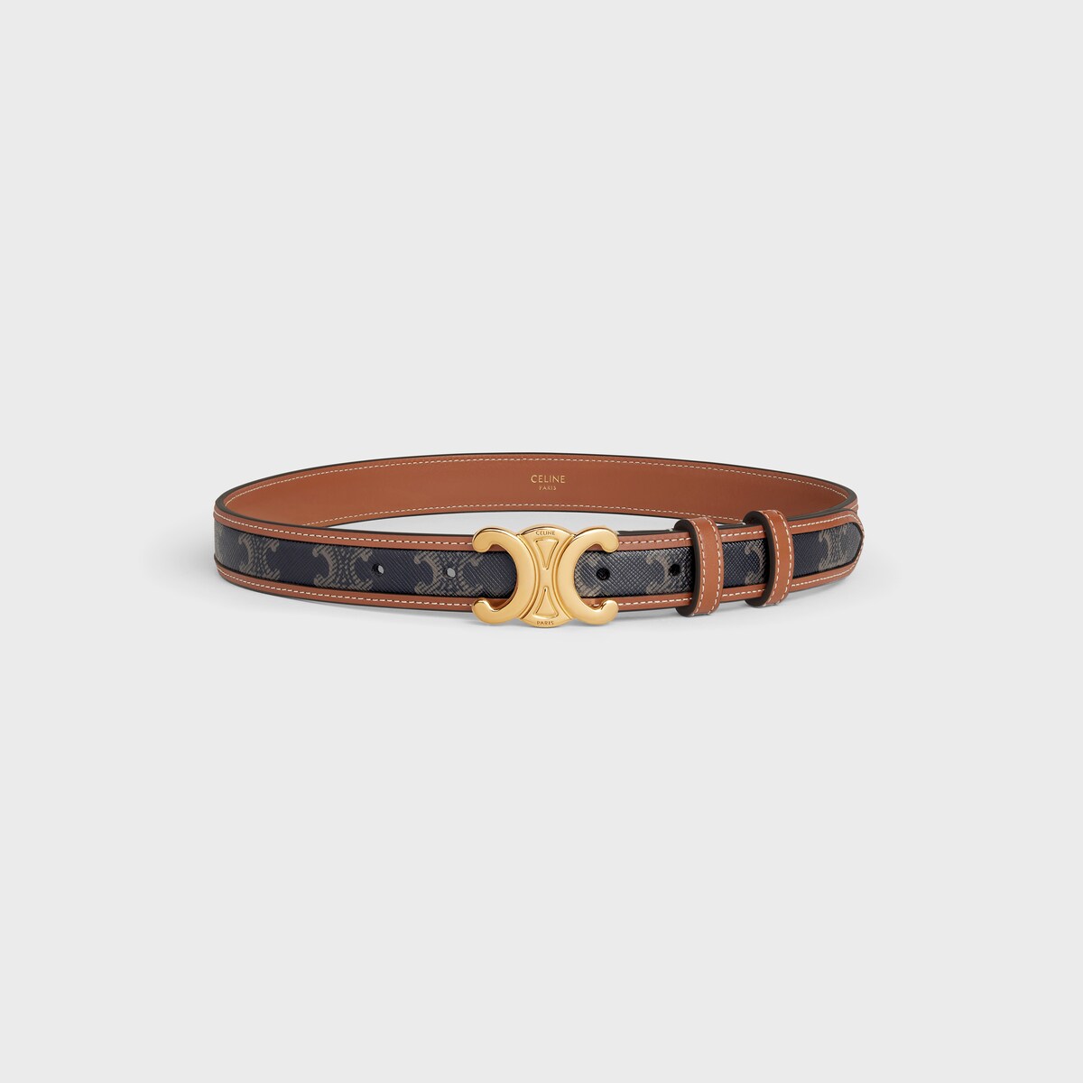 Medium Triomphe Belt in Triomphe Canvas and Calfskin - Image 1